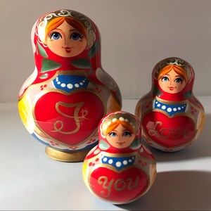 "I Love You" Gift Matryoshka 3pc./4" nesting dolls